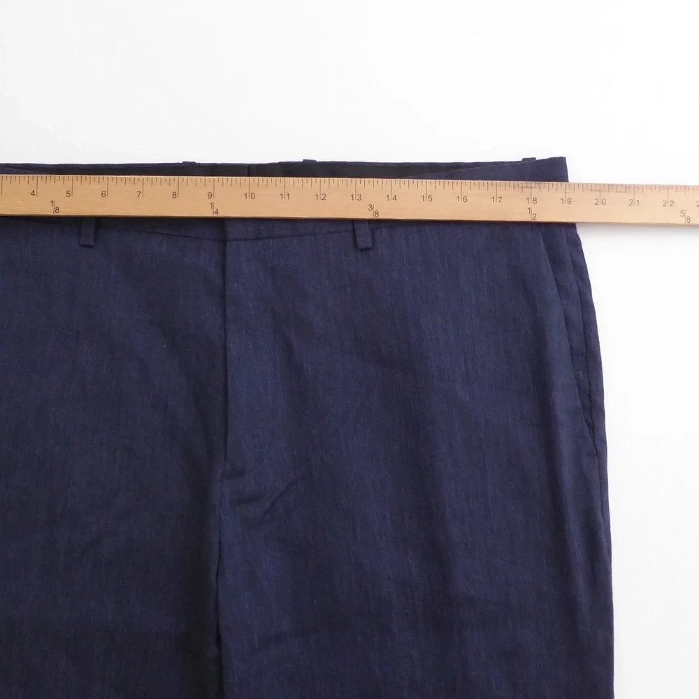 Theory Mens Jake W City Linen Pants Navy Blue N053209R 36